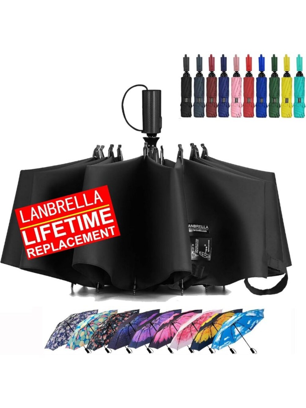 Compact Reverse Folding Travel Umbrella - Auto Open, Windproof & Portable